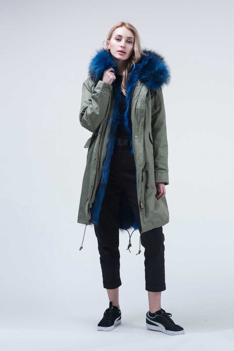 Real Raccoon fur Hooded Coat high quality